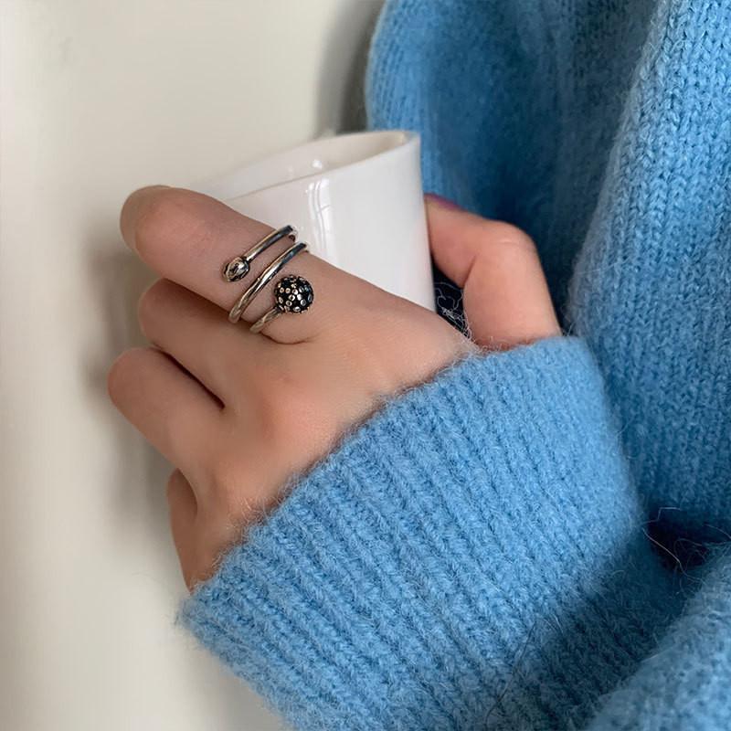 Style Korean Youthful Adjustable Bear Pattern Flower Ring For Women Chic Versatile And