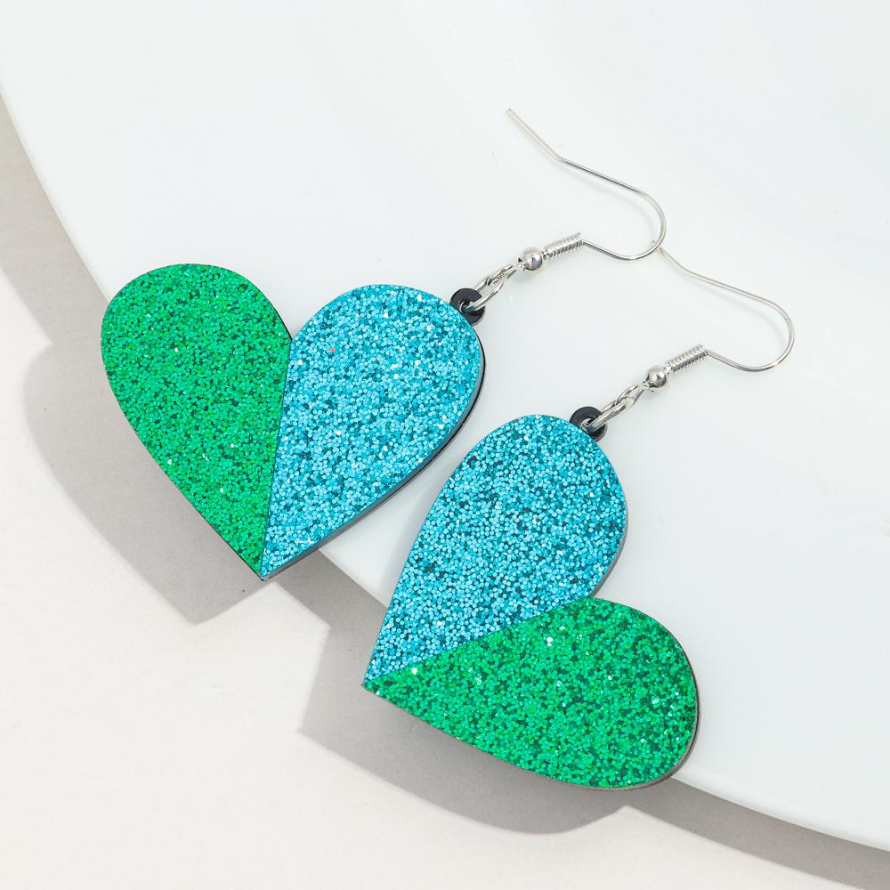 New Valentine's Day Heart Acrylic Earring for Women Creative Gold Powder Dual Color Love-Shape Drop Earrings Trendy Jewelry Gift