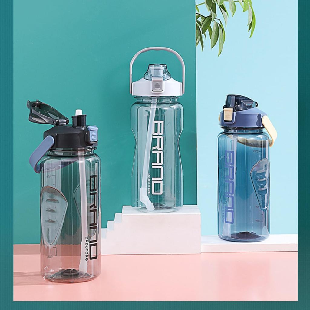 NAWEN 1500ml Large Capacity Water Bottle with Direct for Adults and Ideal for Outdoor and Gray Straw, Dual-Use, One-Click Opening, Drinking,