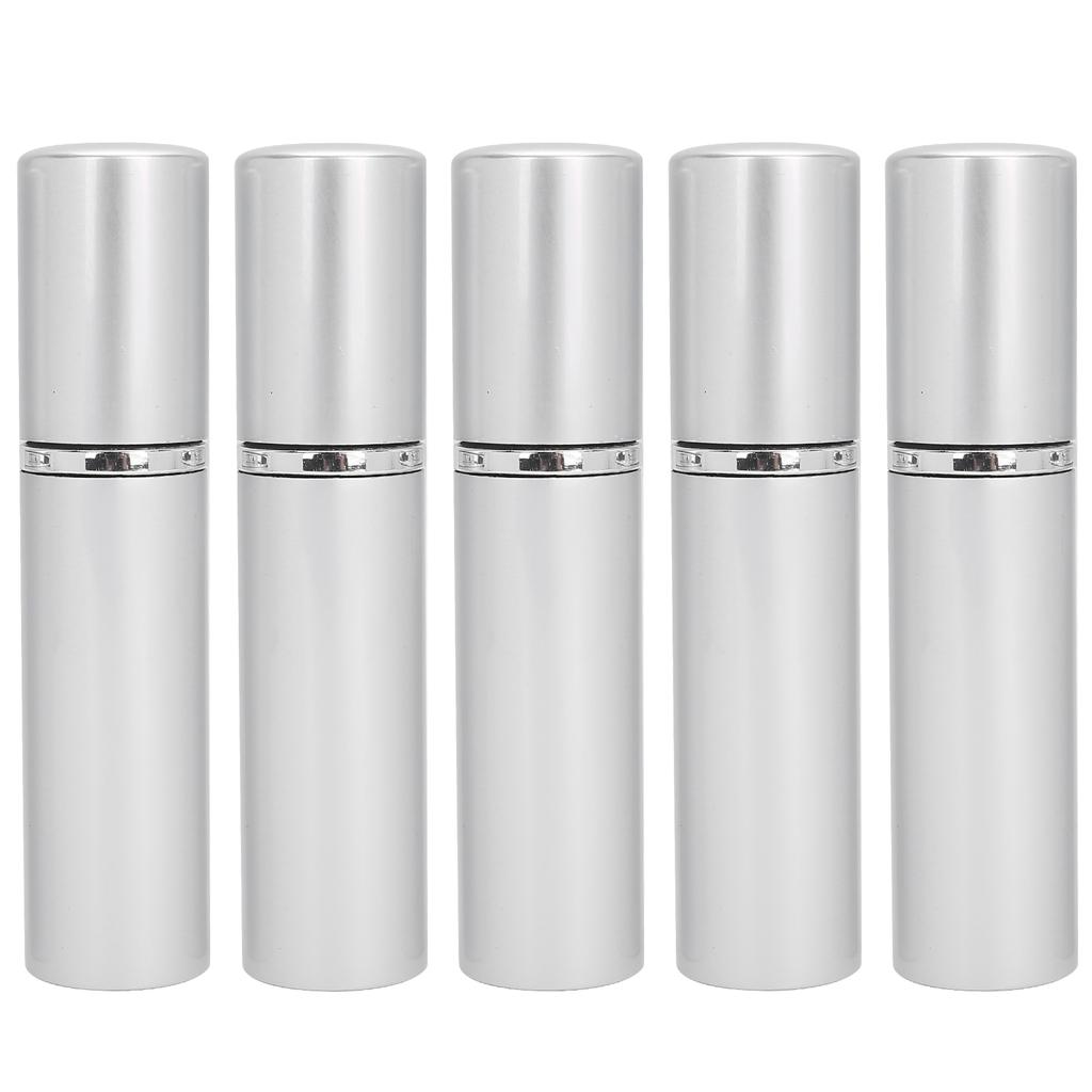 Påfyllningsbar Parfymsprayflaska i Aluminium Bärbar Tom Parfymförstörare 10ml x 5st Silver