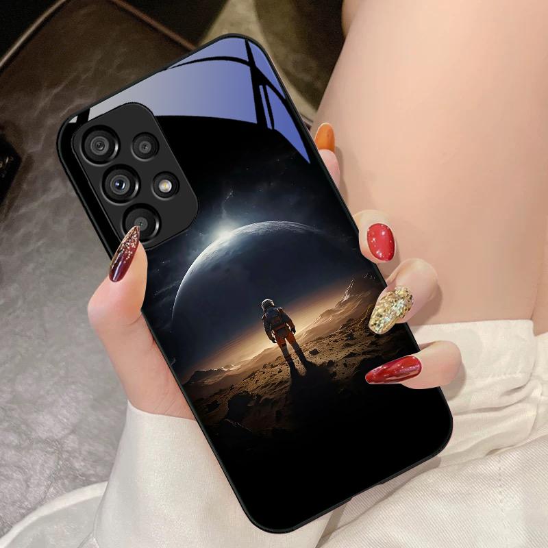 Red Moon Explorer For Samsung Galaxy S10 4G S20 11E 30 S21 22 S24 Fe Pro S23 S25 Ultra 5G S9 Tempered Glass Phone Case