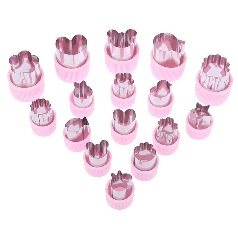 1Pc Various Shapes Vegetables Cutter Plastic Handle Portable Cook Tools Pink Stainless Steel Fruit Cutting Die Kitchen Gadgets