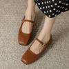 Fashion Plus Size 35-44 Women Belt Buckle Mary Janes 2025 Spring Square Toe Ballerinas Ladies Brides Wedding Shoes Slip On Flats Mujer