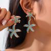 Fashionable Alloy Blue Color Starfishes Drop Earrings Flower Pendant Piercing Ear Accessory for Parties and Gatherings