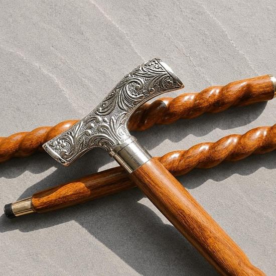 93.98 Cm Victorian Style Walking Cane Brass Handle Handmade Wooden Stick Gift for Him
