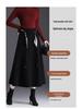 Winter 2025 High-Waisted A-Line Wool Skirt with Thick Hem - Mid-Length Slimming Casual Design