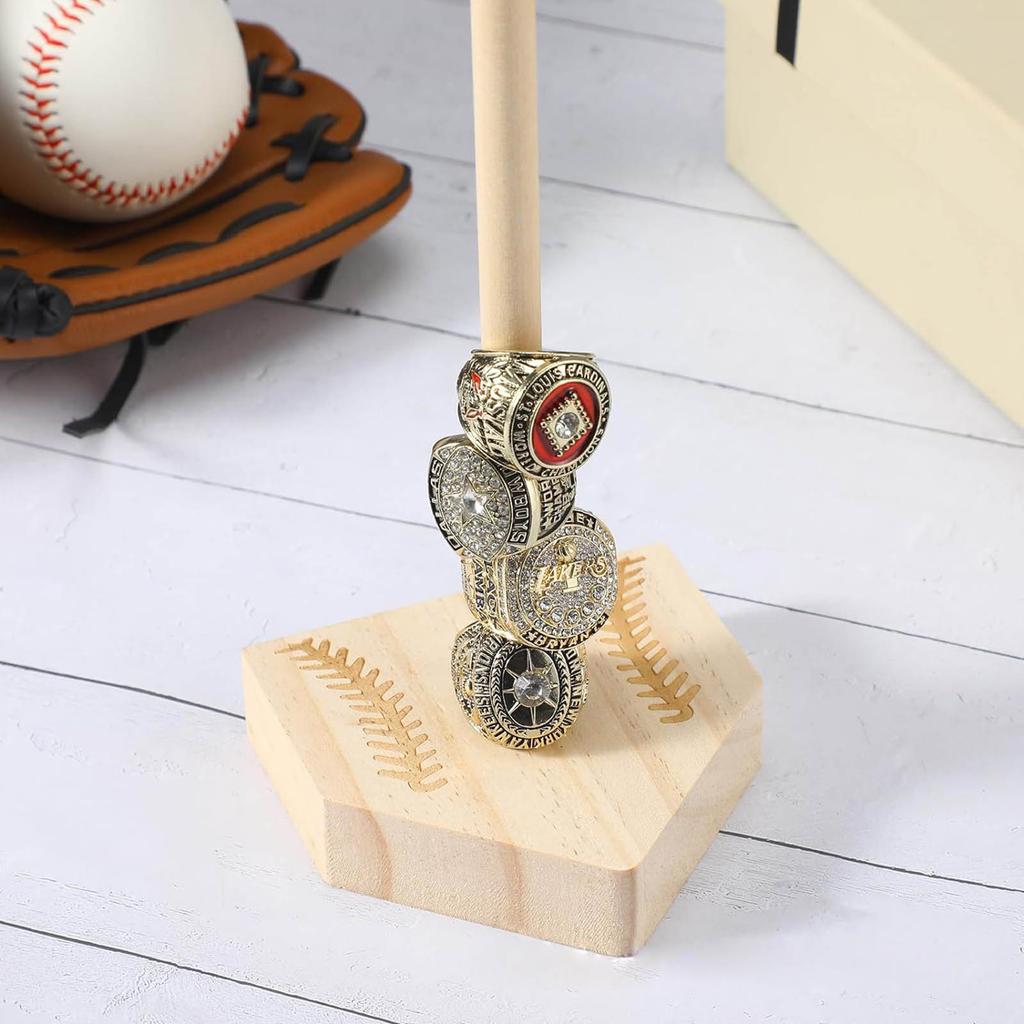 Baseball Rings Holder Baseball Display Case Championship Rings Display Holder Wood Material Jewelry Storage Holder
