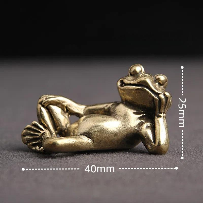 Funny Frog Brass Ornament Mini Lotus Leaf Frog Figurines Copper Animal Tea Pet Home Decorations Antique Crafts Gifts