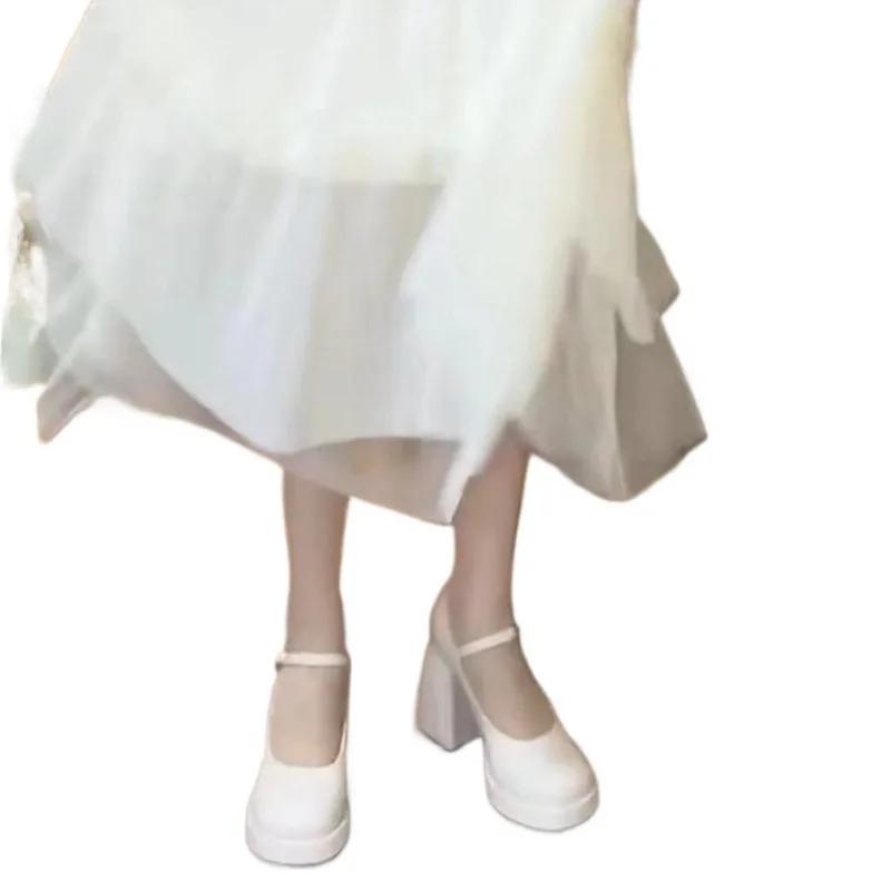 2025 Sommer Damen Mary Janes High Heels Runde Zehen Schnallenriemen Kleid Pumps Damen mit flachem Blockabsatz Schuhe Weiblich