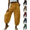 Women's Fashionable Color Casual Elastic Waistband Drawstring Pocket Loose Pants