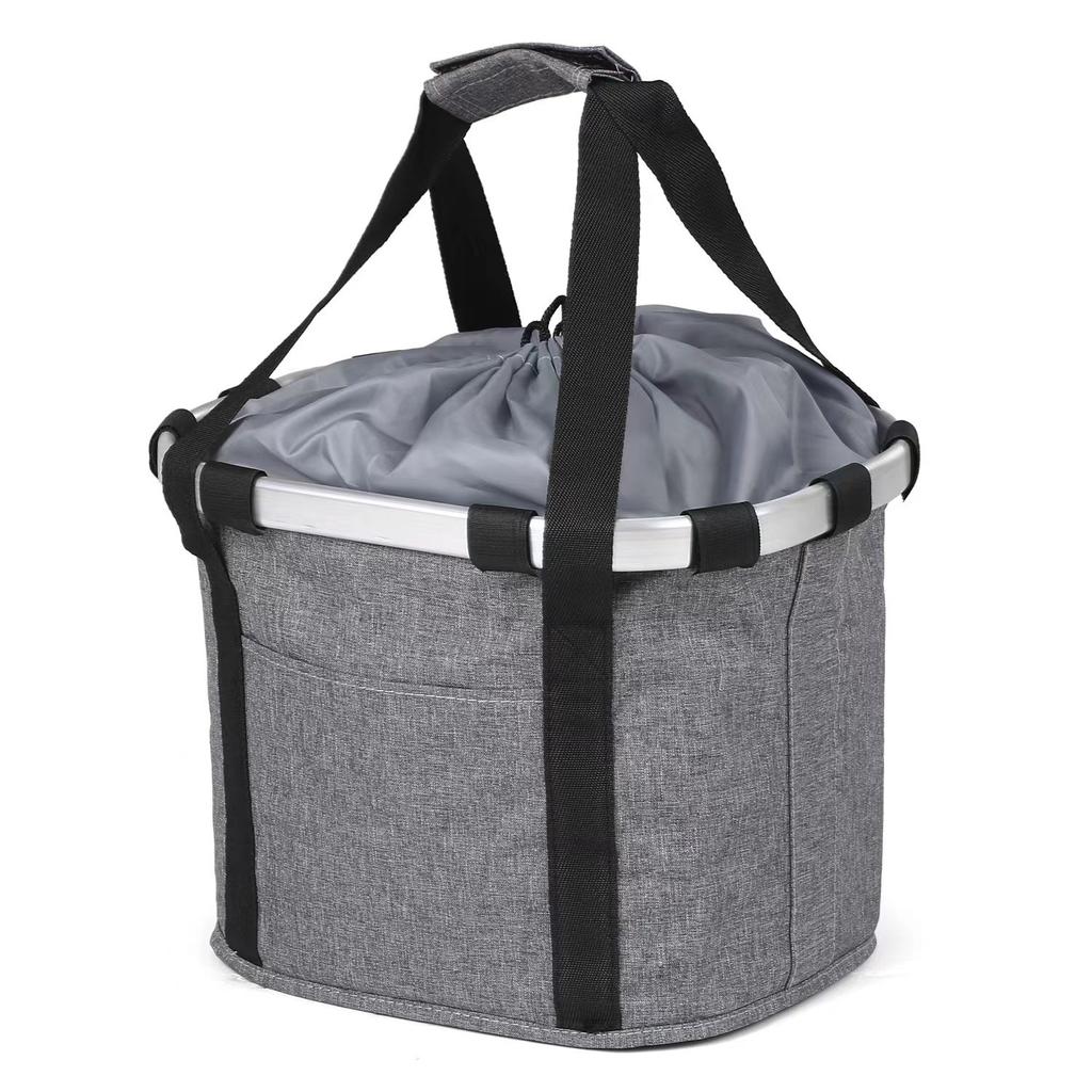 Bicycle Front Basket,Bike Small Pet Dog Carry Pouch,2in1 Detachable MTB Cycling Handlebar Tube Hanging Fold Baggage Bag 5KG Load
