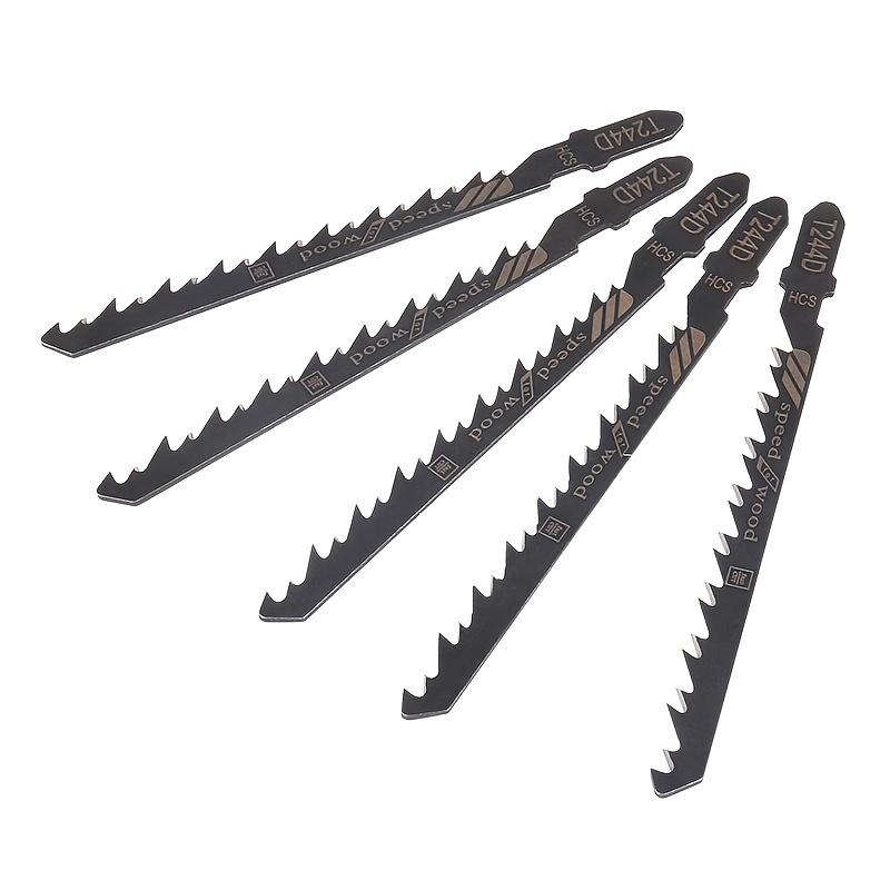 5 Pieces 100mm Jump Saw Blade T144D/T244D HCS Reciprocating Blade Curve Saw Blade Set for High Speed Wood Cutting Green Packagin