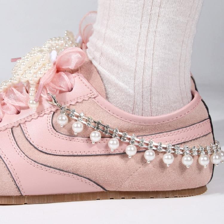Pearls Embellished Shoe Chain Charm Bowknot Shoe Clips Footwear Jewelry Accessories For Women Sneakers Sandals