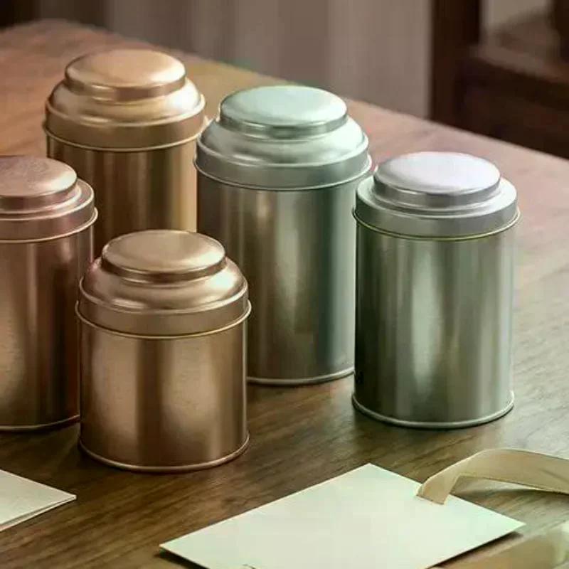 Lattina per Tè Contenitore Ermetico con Doppio Coperchio Scatola di Latta e Contenitori Rotondi da Cucina Barattolo Sigillato per Tè