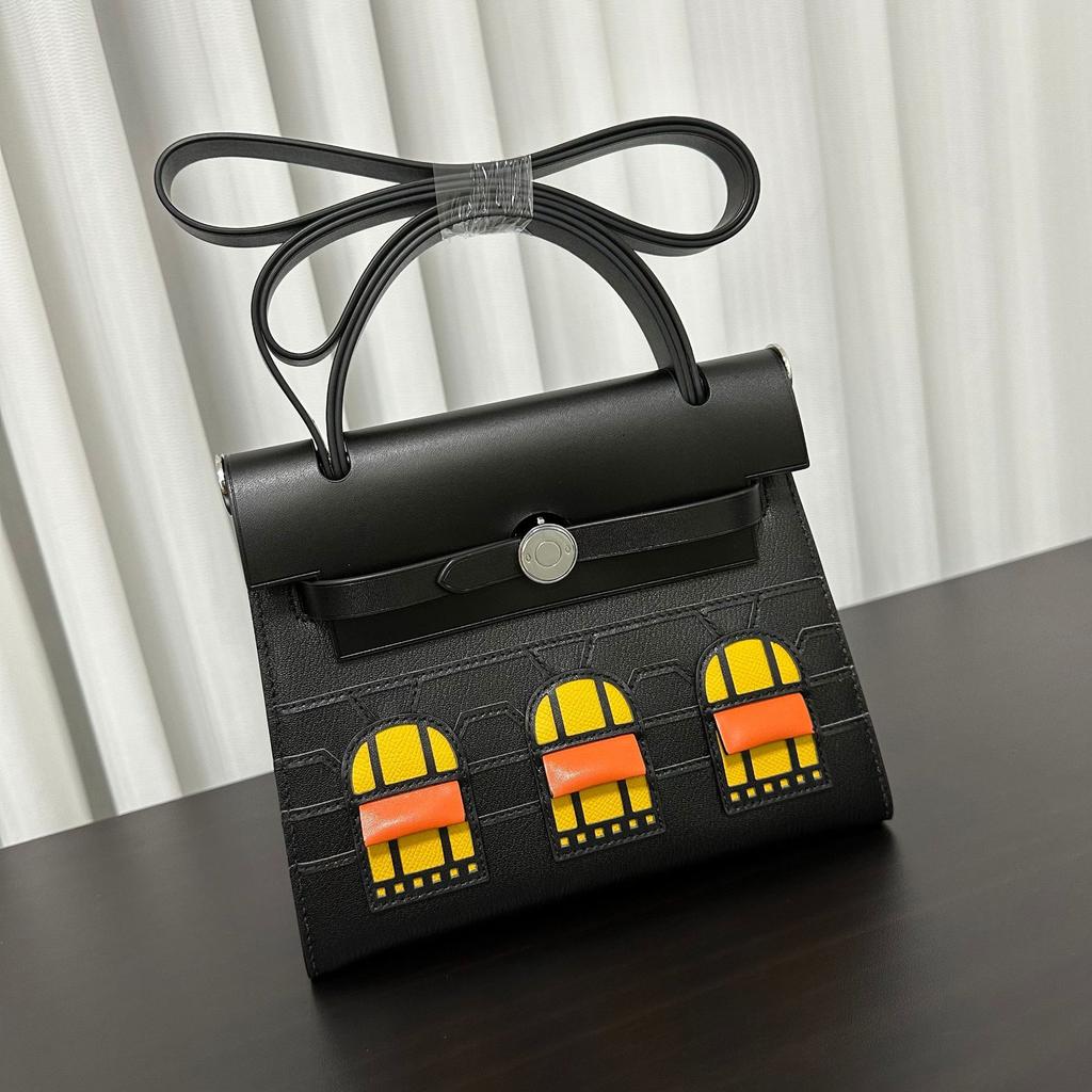 New Retro Small House Bag Fashionable Retro Contrasting Color Head Layer Leather Small Bag Single Shoulder Crossbody Cowhide Women's Bag