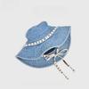 Summer Fashion Letter Strap Wide Brim Denim Fisherman Hat With Sun Protection For Women