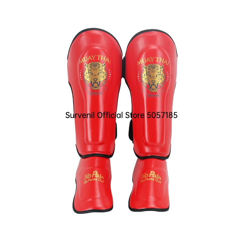 Boxing Leg Guard Muay Thai Ankle Protector MMA Kickboxing Shin Guards Thickened Sparring Fighting Gear Ankle Protective Leggings S красный