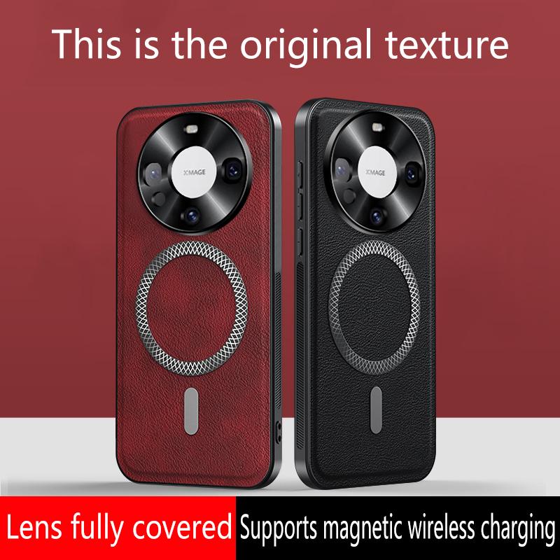 For Huawei Mate 60 & Mate 60 Pro Case Magnetic Elegant Leather Wear-Resistant Lens Fully Covered Non-Slip Grip Edge Cover Shell