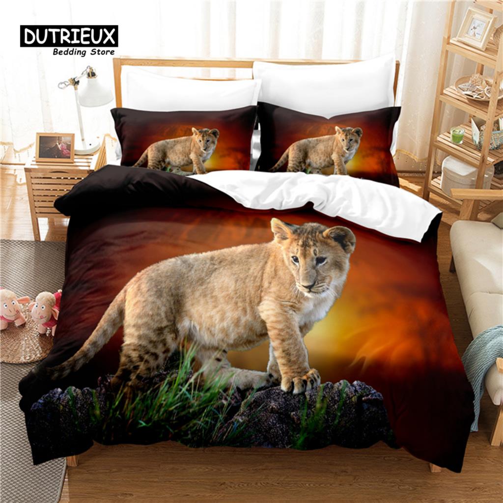 

Комплект постельного белья с леопардовым принтом, комплект из 3 пододеяльников с изображением животных, мягкий, удобный, дышащий пододеяльник, для декора спальни и гостевой комнаты EU single(135x200cm)