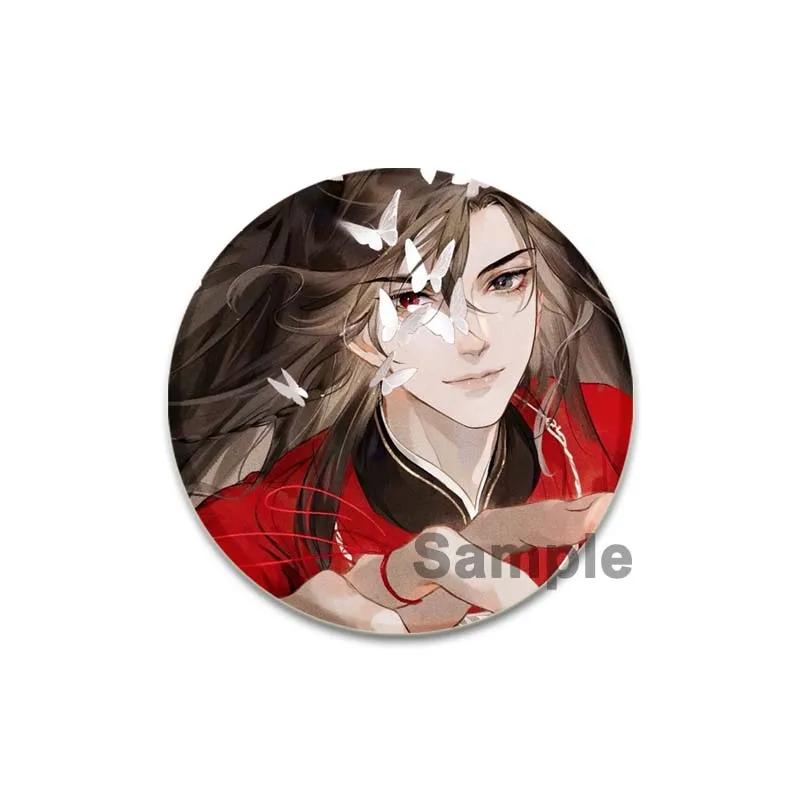 

32/44/58 мм брошка благословення небесного чиновника на рюкзаку, круглі брошки ручної роботи, шпильки Xie Lian Hua Cheng, значки аніме для одягу 32mm