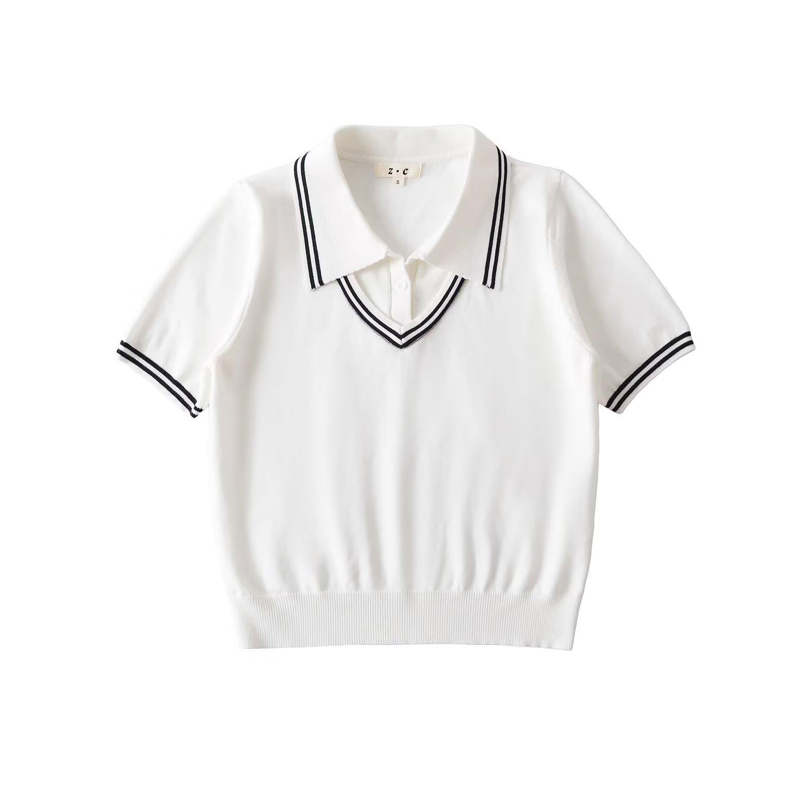 

Комплект женский на весну 2025 года в европейском и американском студенческом стиле: топ с коротким рукавом и юбка миди M