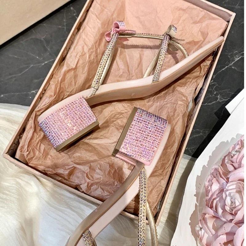 Модные роскошные блестящие босоножки со стразами для женщин — фото 5