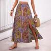 ins cross-border celebrity style personalized printing slit a-word skirt spring and summer high-end foreign trade women's clothing skirt skirt skirt