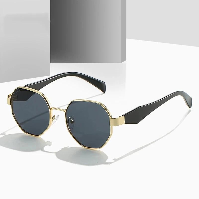 Trendy Polygonal Metal Frame Sunglasses Women Retro Sunshade UV400 Luxury Brand Design Fashion Vacation Eyewear
