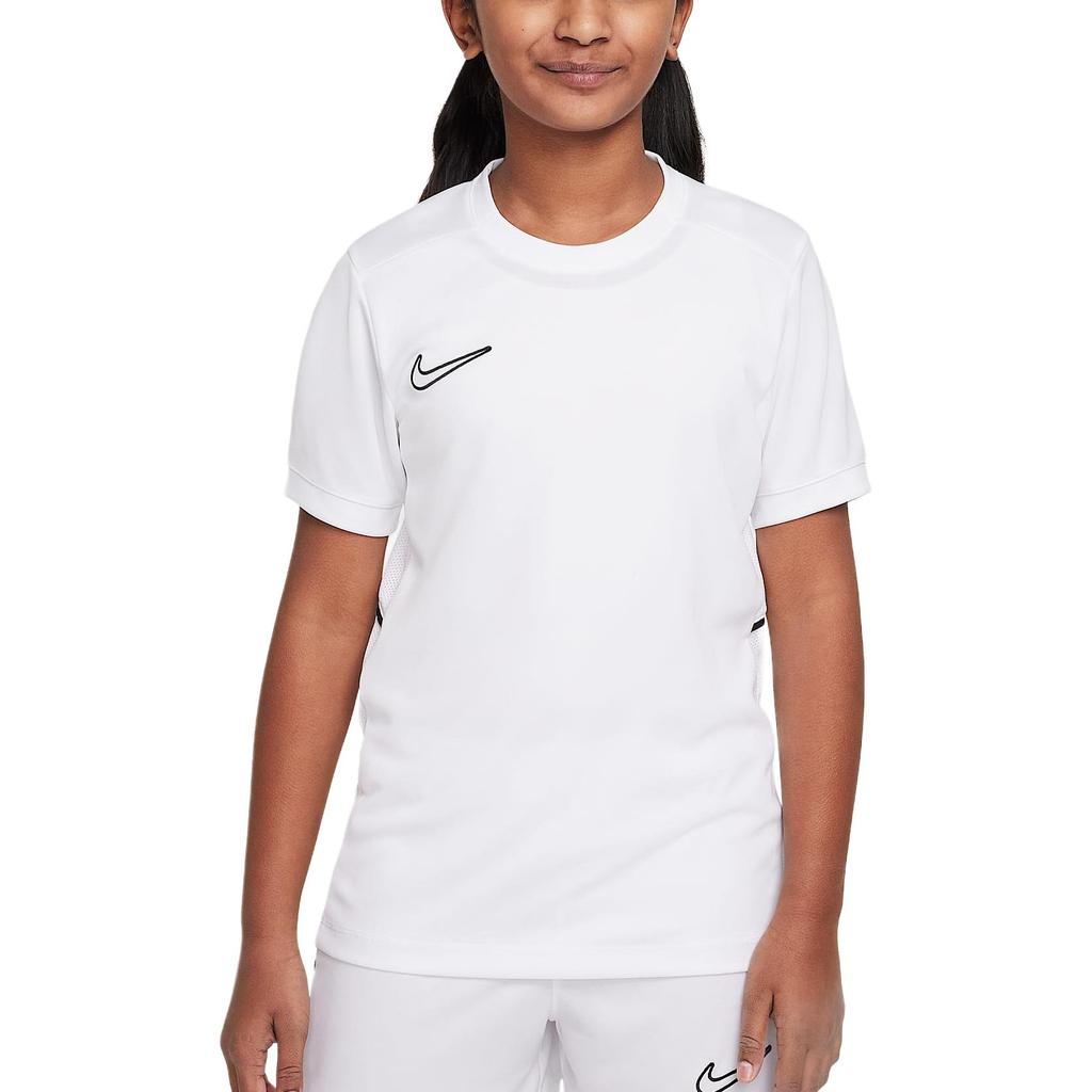 Nike Koszulka Dri-Fit Academy Zrównoważone Materiały Odprowadzająca Wilgoć Wygodna Oddychająca Krótki Rękaw Góry dla Dzieci Biały Czarny HJ3716-100