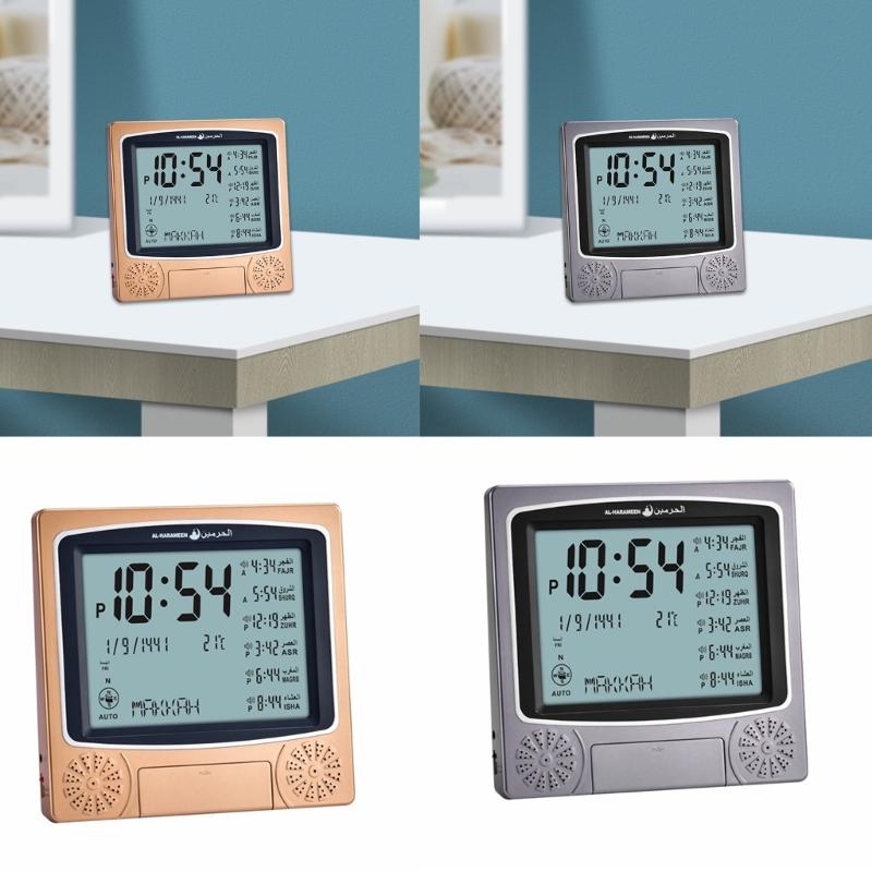Azan Prayer Table Clock Calendar Islamic Mosque Calendar Prayer Wall Clock Alarm Temperature Display Ramadan Home Decor