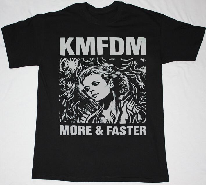 Vintage KMFDM BAND MORE  FASTER Cotton Black All Size Unisex Shirt Unisex T-Shirt L