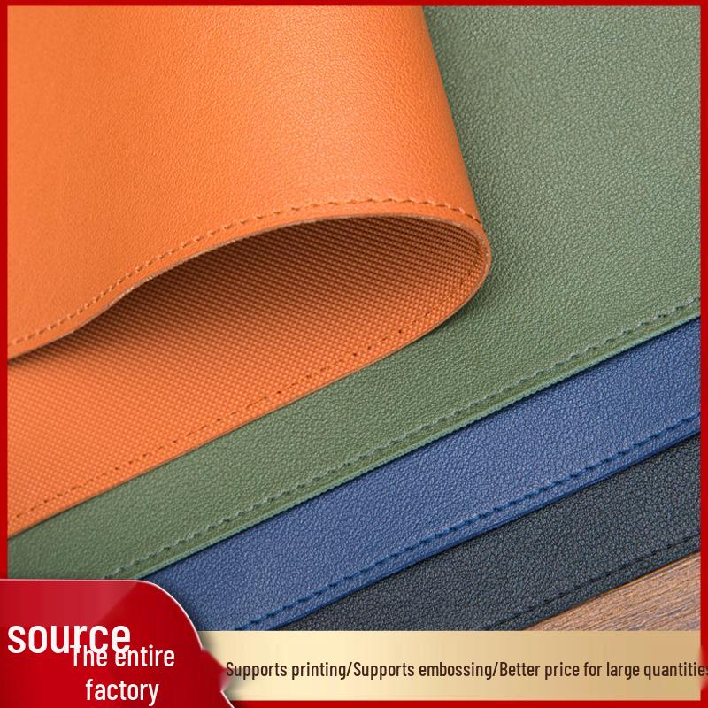 Extra-Large Non-Slip Leather Mouse Pad with Customizable Solid Color and Locked Edge