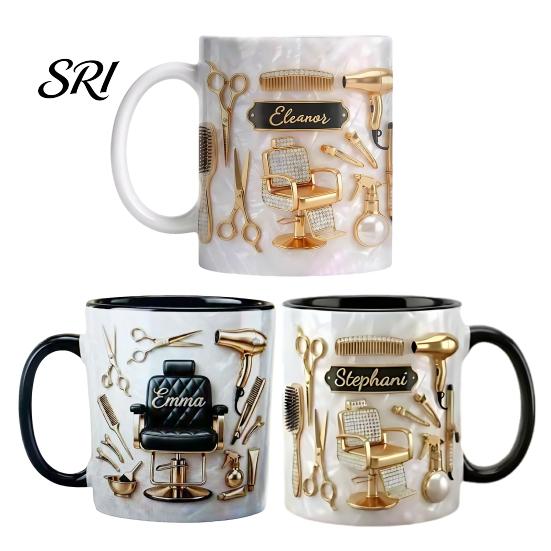 Regalo per Barbiere Professionale Tazza Personalizzata per Parrucchiere Ceramica 330ml Tazza da Caffè per Parrucchiere con Tono Oro Strumenti da Salone Elegante per Donne Uomini Compleanno