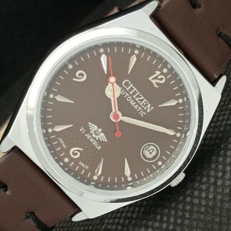 

ВОССТАНОВЛЕННЫЕ ВИНТАЖНЫЕ МУЖСКИЕ КОРИЧНЕВЫЕ ЧАСЫ CITIZEN AUTOMATIC 8200 JAPAN 612-a319009-2 SKU612-a319009