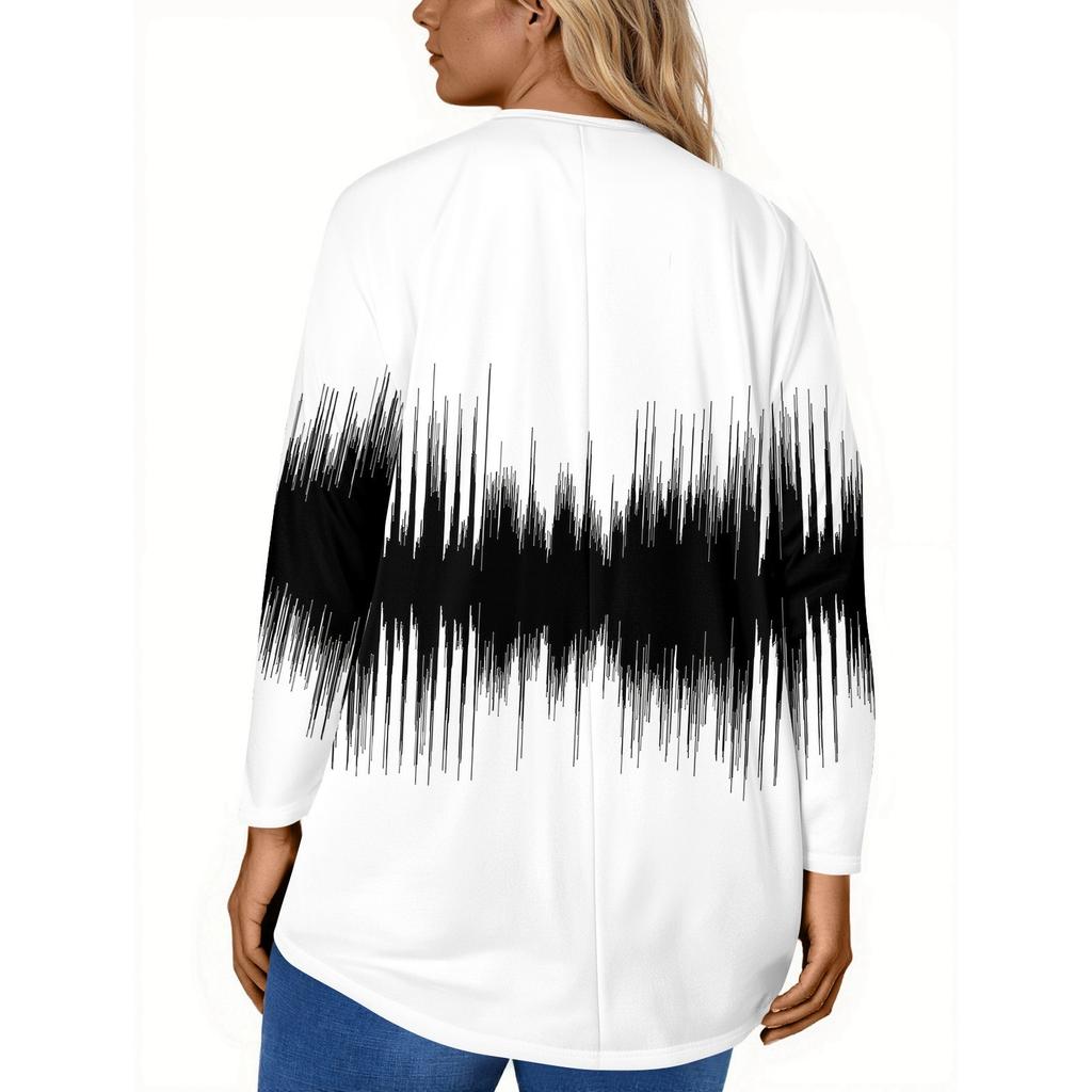 Damenmode Große Größe Rundhals Langarm Casual Print Lose Pullover Top
