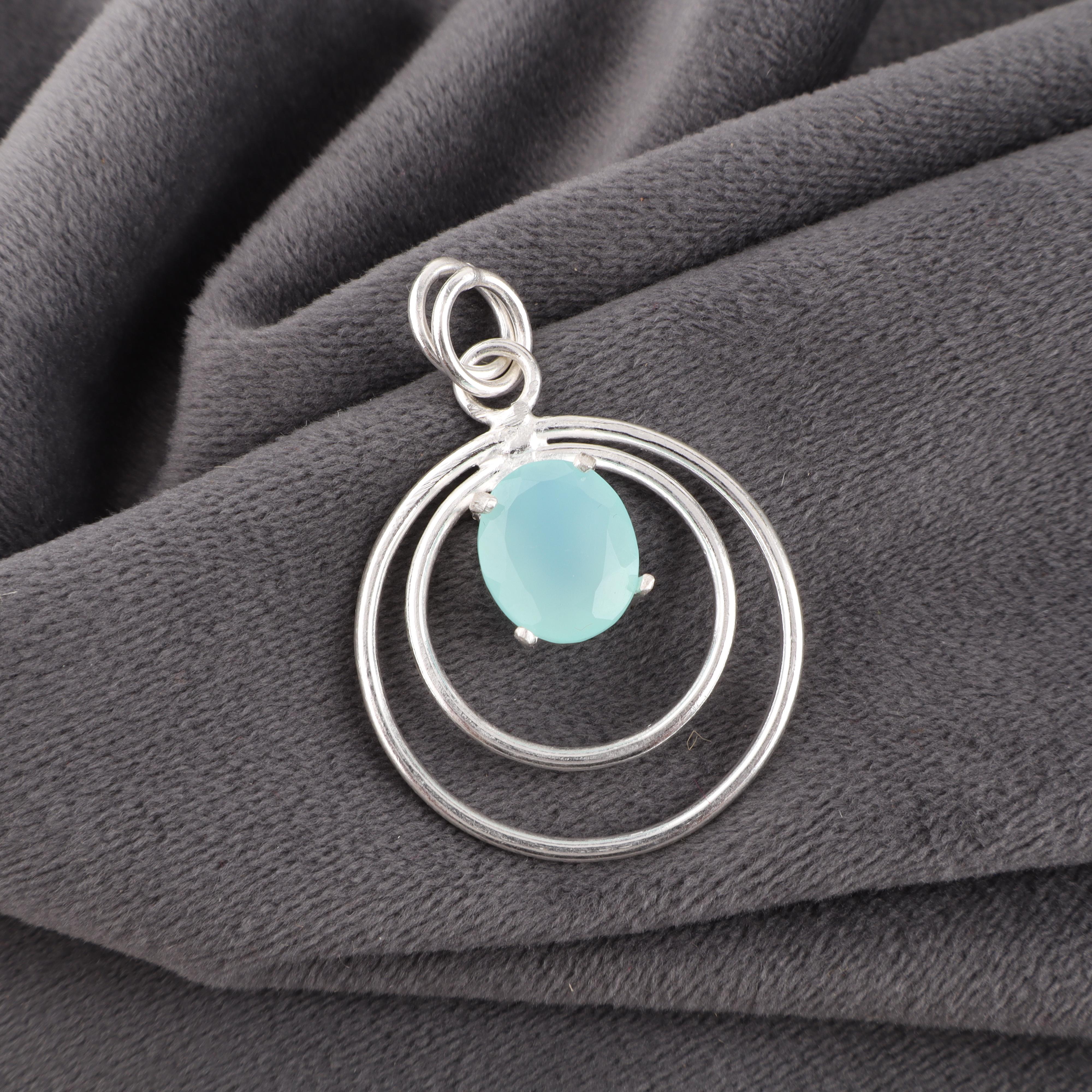 

Кулон из аквахалцедона, Ювелирное изделие из стерлингового серебра 925 пробы, Кулон с драгоценным камнем, Подарок для нее, Изящное украшение ручной работы 1.65 Inches синий