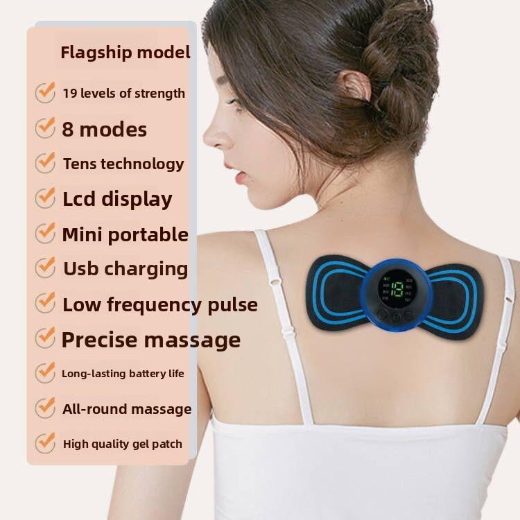 Intelligenter EMS Mini Massageaufkleber, Bequemes Schulter- und Nackenmassagegerät, Elektrisches Meridian-Impuls-Halswirbelsäulen-Massagegerät für den Haushalt
