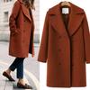 European & American Large Size Women's Double-Breasted Woolen Coat, Medium-Length Trench for Autumn & Winter