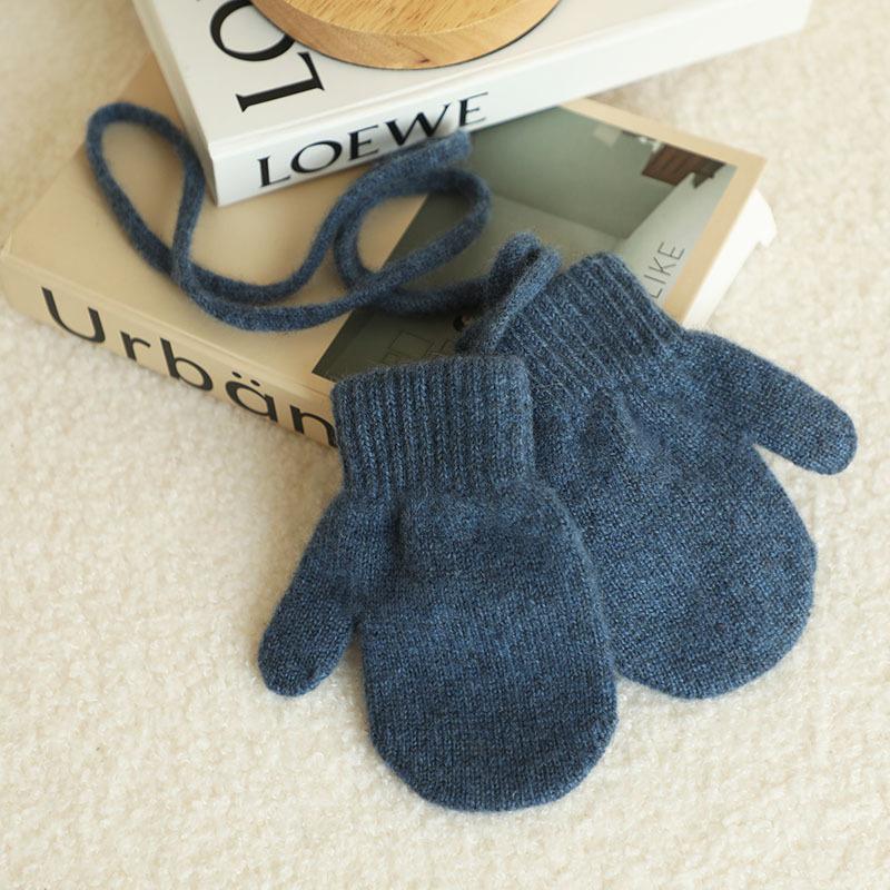 Nuovi Guanti Invernali per Bambini, Completamente Coprenti, Monocolore, con Laccetto, Carini e Caldi, per Bambini e Bambine