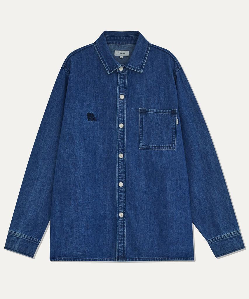 Mayol Logo Embroidered Denim Shirt_Indigo