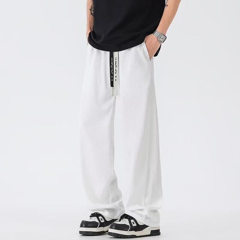 Shirt Less Clothing Ice Silk Casual Pants Men's Summer Thin Loose Straight Pants Niche Trendy Brand Drape Wide-leg Trousers