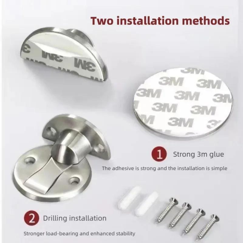 Punch-Free Invisible Magnetic Door Stopper: Stainless Steel Windproof Mechanical Self-Locking Door Stop for Home Safety