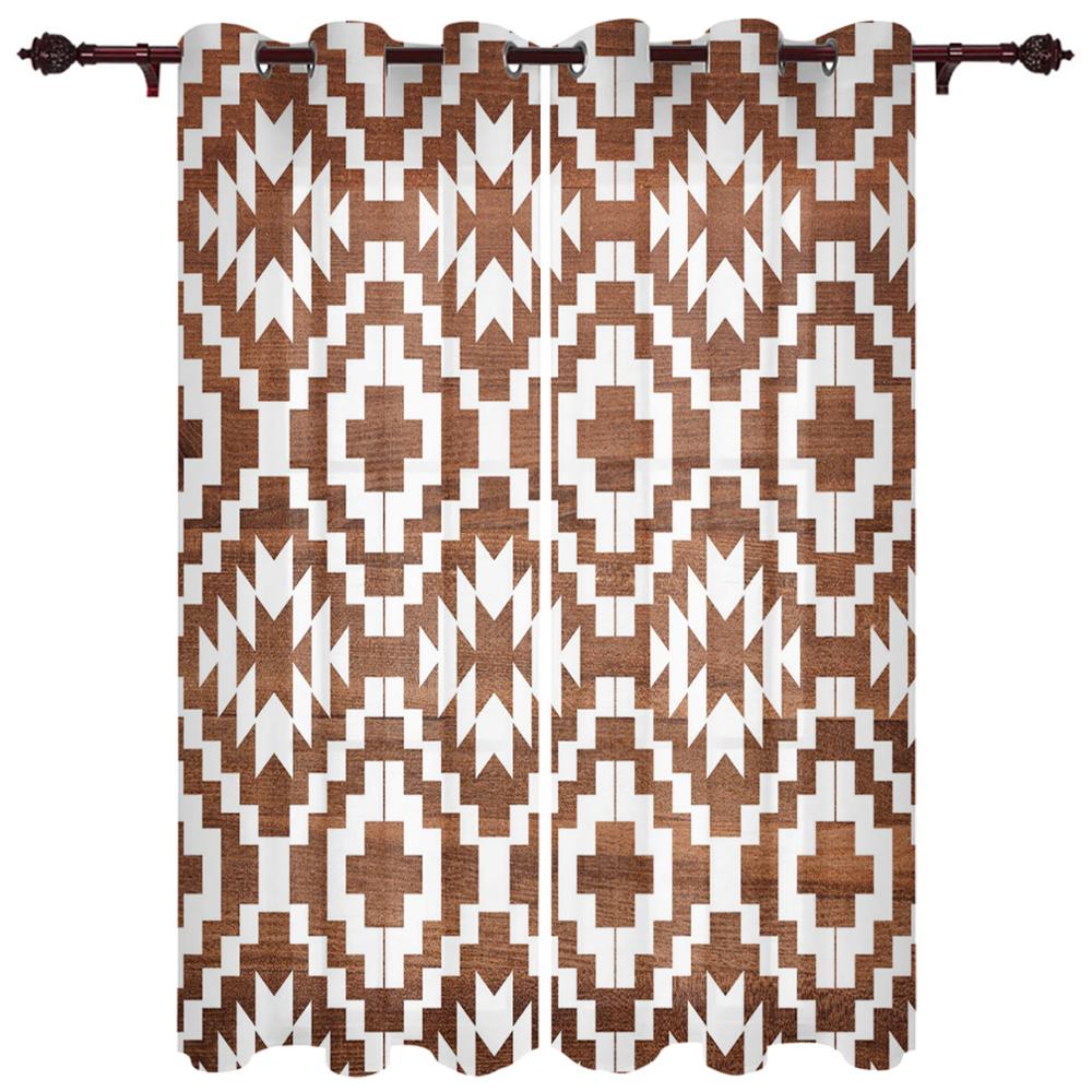 Спальня Кухня Роскошные Шторы Ретро Геометрический Ромб Окно Шторы Гостиная Украшения — фото 7