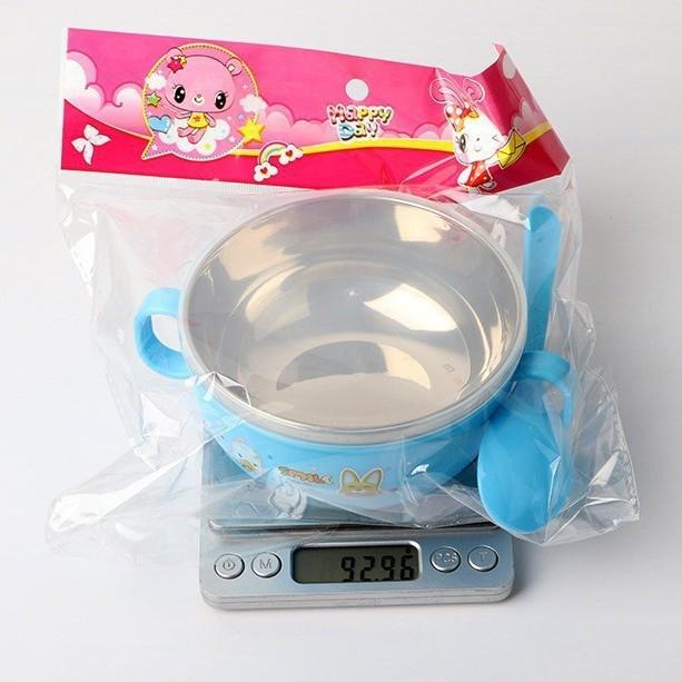 

Изолированная мультяшная миска из нержавеющей стали для детей с двойными ручками и крышкой, 350 мл