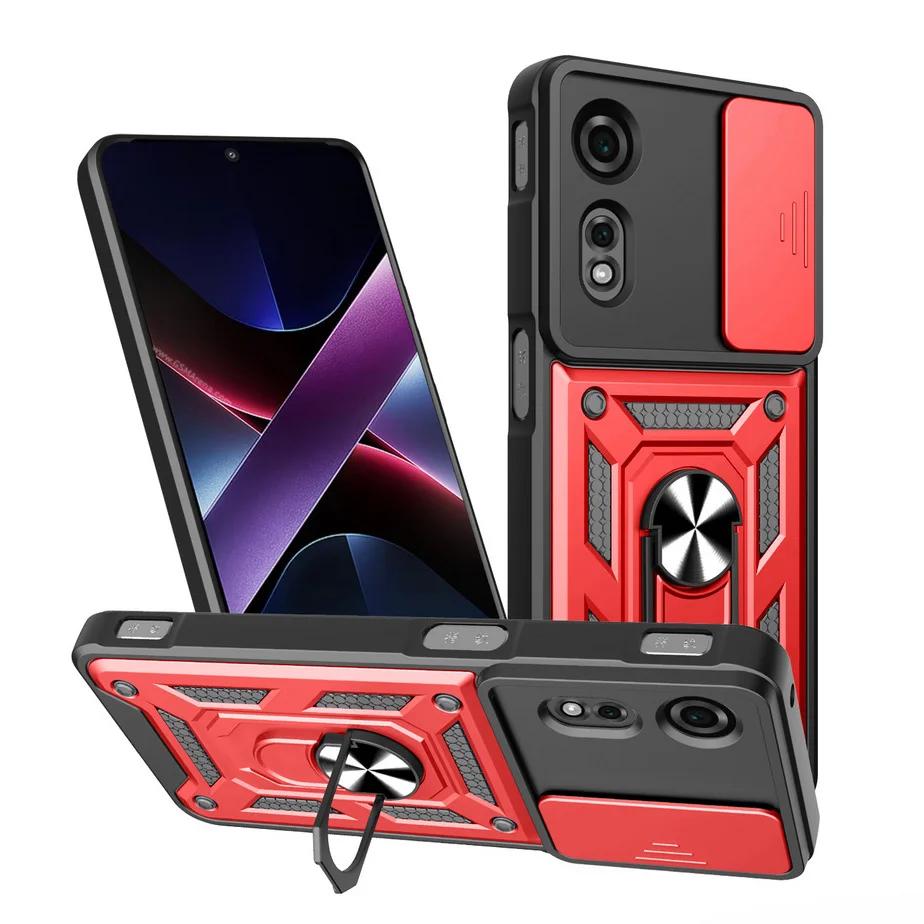 Magnetický kovový držák prstenu Kryt pro ZTE Blade A75 A55 A35 Nubia Focus Neo 3 Neo2 Posuvný objektiv Fotoaparát Nárazuvzdorný Armor Tvrdé pouzdro