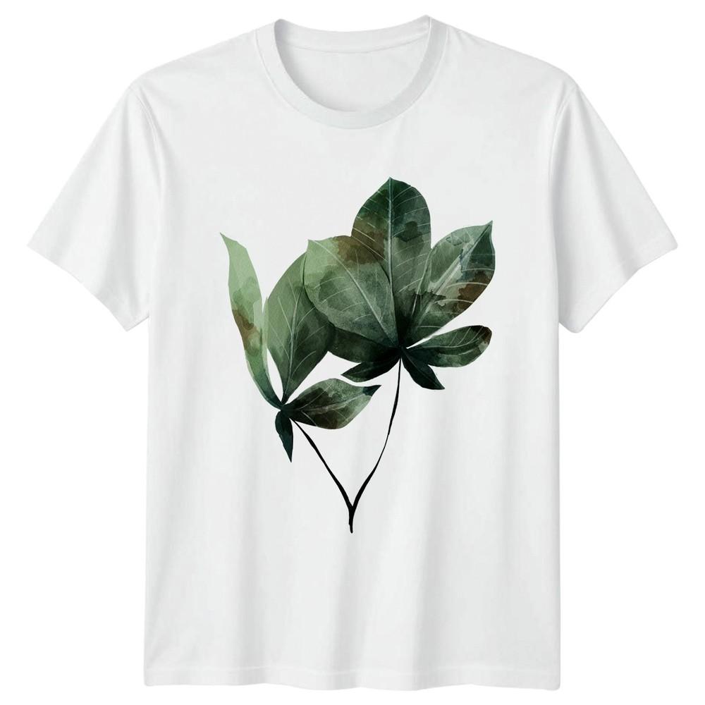 Watercolor Botanical Palmate Leaf Art TShirt Tropical Foliage Nature S