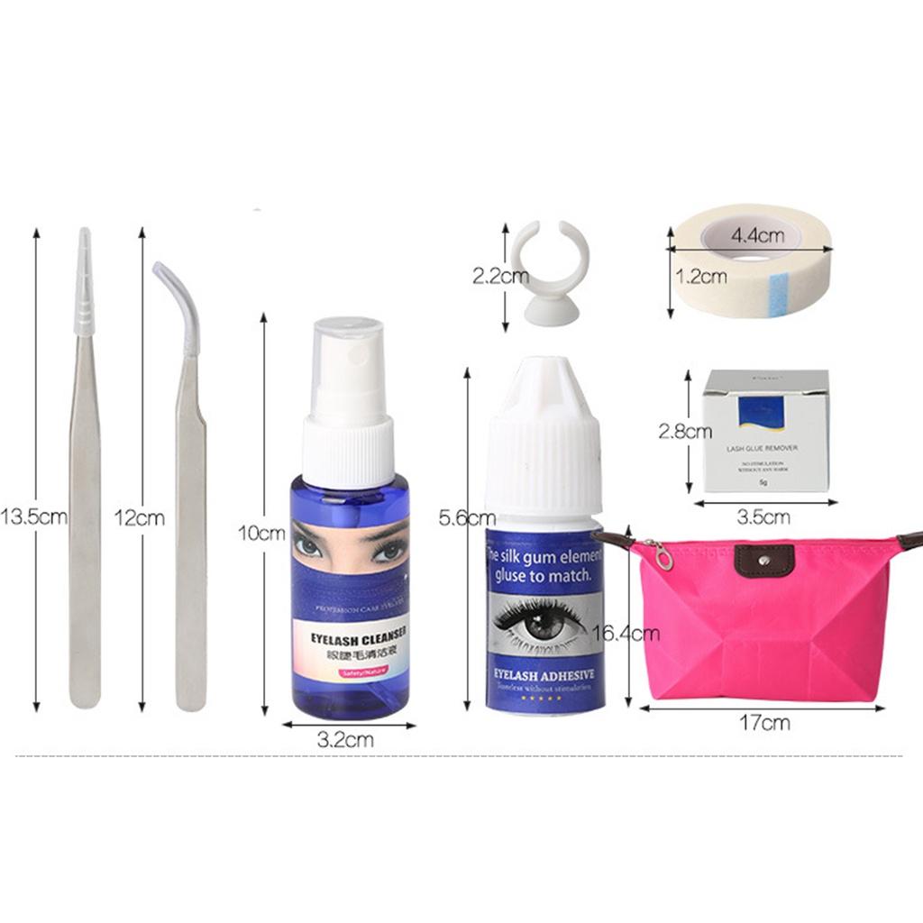 Professional False Eyelash Extension Make Up Set Kit Semi Permanent Make Up Individual Eyelash Extensions Curl Glue Tool Sets with Bag 16 In 1
