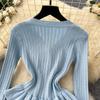 Two Piece Business Set Women Outfits Long Sleeve Tunic Cropped Cardigan High Waist Bodycon Fishtail Skirt Suit Fashion Knitted Sweater Suit