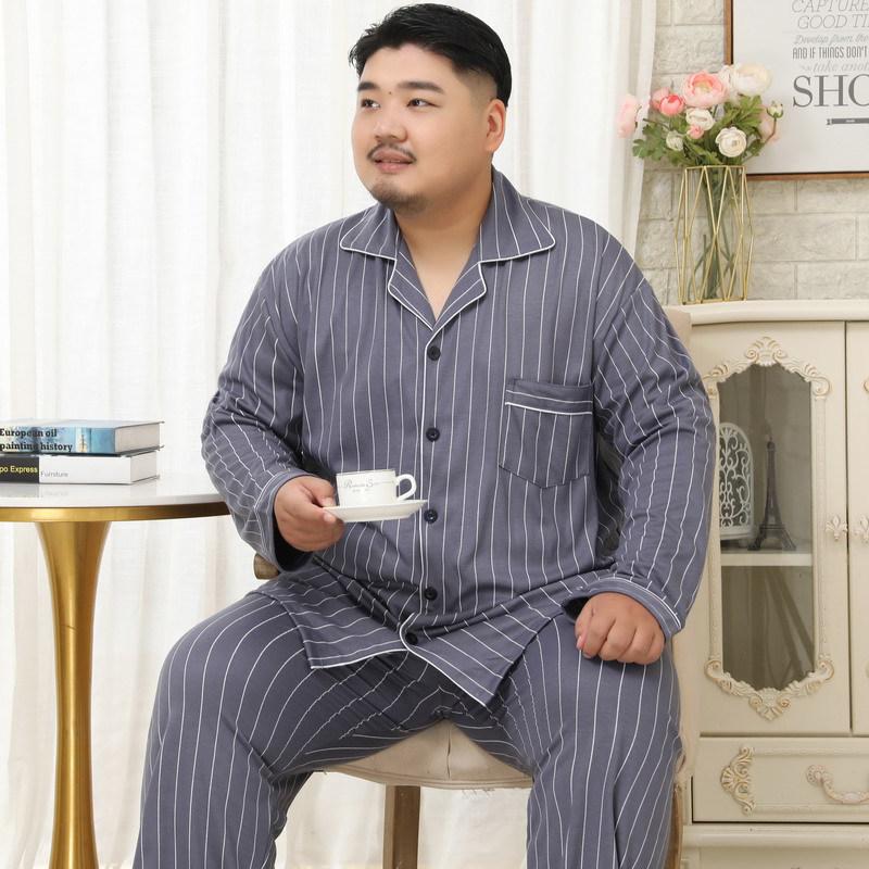 

Чоловічий бавовняний піжамний комплект Meijiyun з лацканами, 5XL - Осінньо-зимовий з довгими рукавами для великих розмірів 3XL (180-210 lbs)