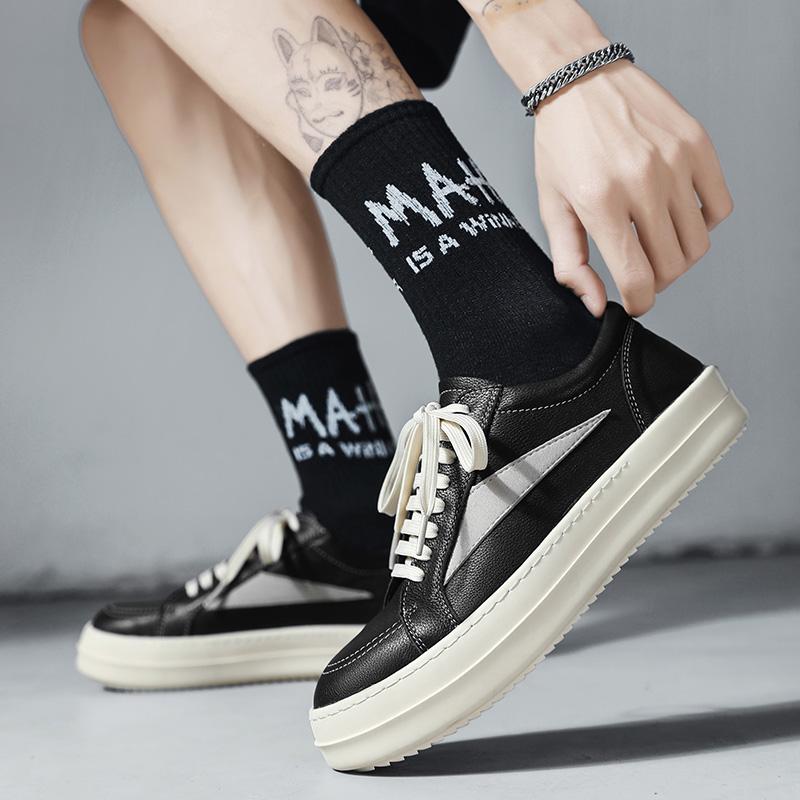 Fashion New Mens Casual Shoes High Quality Genuine Leather Luxury Shoes Comfort Outdoor Lace-Up Sneakers Non-Slip Tennis Running Shoe